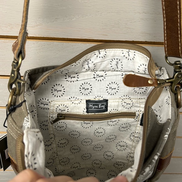 Myra Bag Floral Crossbody in Gray and Tan - Picture 8 of 8